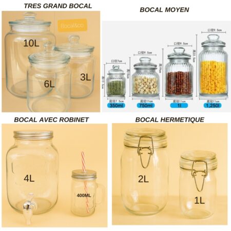Grands bocaux pour stockage, décoration, ...